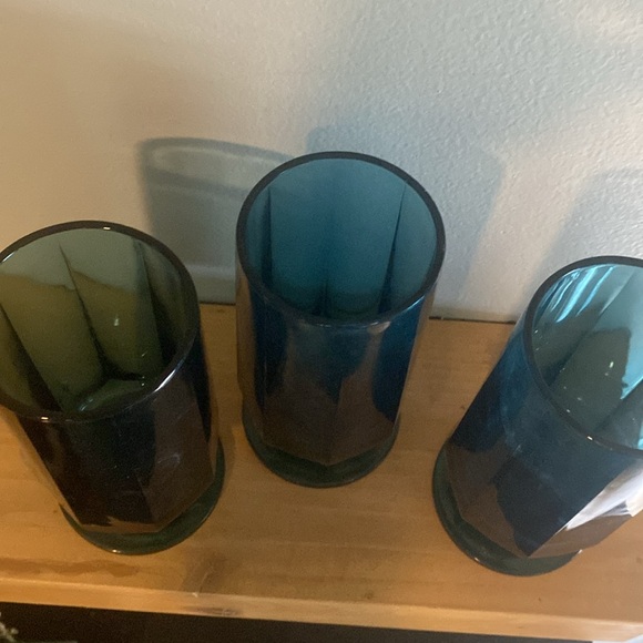 Vintage Blue Colony Nouveau Riviera Pedestal Goblets Set of 3 - Picture 2 of 3